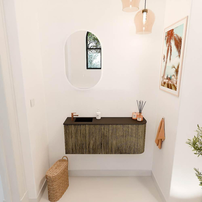 Mondiaz JOYA 101.6cm toiletmeubel - ronding rechts kleur Dusk - Wastafel FAYE positie Links 1 kraangat kleur Urban.