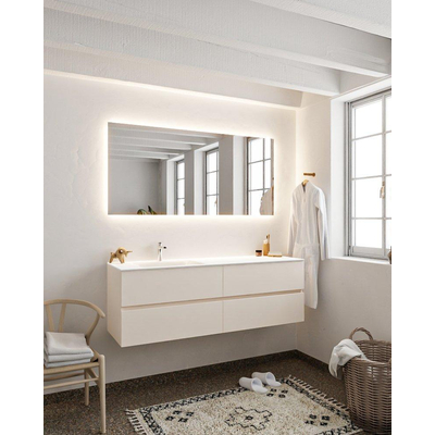 Mondiaz VICA ensemble de meuble de salle de bain - 150cm - meuble sous-vasque lin - 4 tiroirs - lavabo nuage gauche - 1 trou de robinet - version XL 60cm de haut