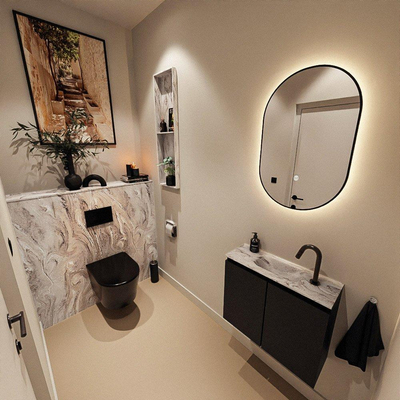 MONDIAZ TURE-DLUX Meuble de toilettes 60cm Urban. EDEN lavabo Glace position milieu. Avec 1 trou de robinet.
