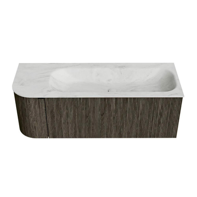 Mondiaz KURVE-DLUX Ensemble de meubles de salle de bains - 125x46x40cm - 1 tiroir - 1 porte - lavabo solid surface - droit - 1 trou de robinet - Shadow