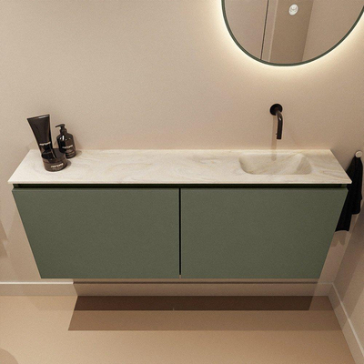 MONDIAZ TURE-DLUX 120cm toiletmeubel Army. EDEN wastafel Ostra positie rechts. Zonder kraangat.