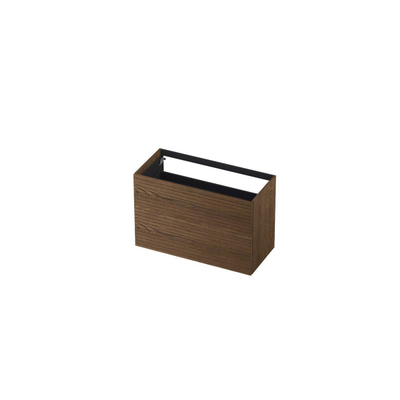 INK Wastafelonderkast - 100x45x65cm - 2 lades - push to open - horizontaal gefreesd - Eiken - Chocolate