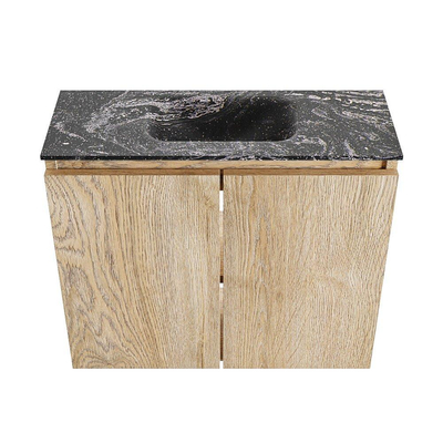 MONDIAZ TURE-DLUX 60cm toiletmeubel Washed Oak. EDEN wastafel Lava positie midden. Zonder kraangat.