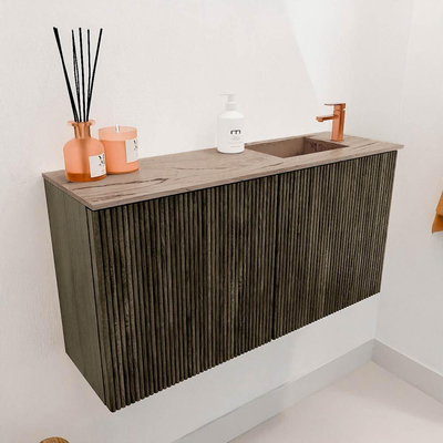 Mondiaz JOYA-DLUX 80cm toiletmeubel - kleur Shadow - Wastafel FAYE positie Rechts 1 kraangat kleur Arena.