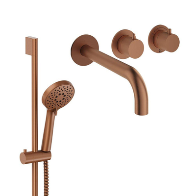 Crosswater Module Ensemble robinetterie de bain - 2 poignées - bec de baignoire - douchette à main - barre de douche - bronze brossé