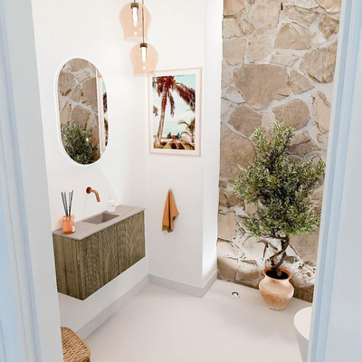 Mondiaz JOYA-DLUX 70cm toiletmeubel - kleur Dusk - Wastafel FAYE positie Midden Zonder kraangat kleur Saba.