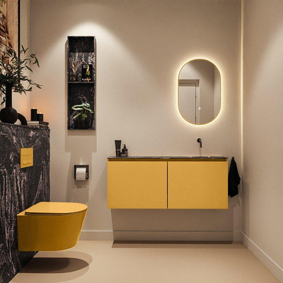 MONDIAZ TURE-DLUX Meuble toilette - 120cm - Ocher - EDEN - vasque Lava - position droite - sans trou de robinet