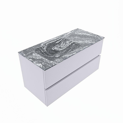 Mondiaz VICA-DLUX ensemble de meuble de salle de bain - 100cm - meuble sous-vasque cale - 2 tiroirs - lavabo encastré cloud gauche - sans trous de robinet - version haute de 60cm - lave