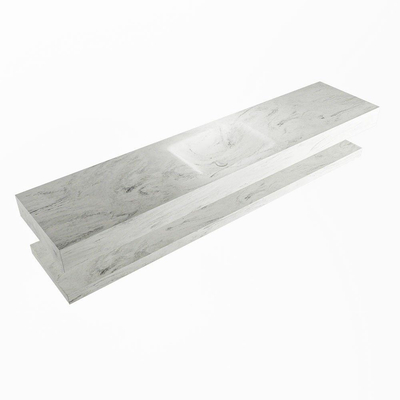 MONDIAZ ALAN - DLUX Badkamermeubelset - 200cm - planchet - Opalo - vrijhangende wastafel - wasbak midden - 1 kraangat - Opalo