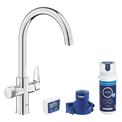 Grohe Blue pure start Curve keukenmengkraan met filterfunctie C-uitloop chroom