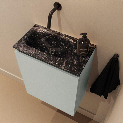 MONDIAZ TURE-DLUX Meuble de toilettes 40cm Greey. Lavabo EDEN Lava position gauche. Sans trou de robinet.
