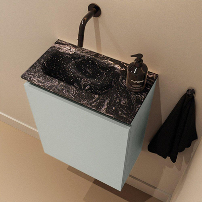 MONDIAZ TURE-DLUX Meuble toilette - 40cm - Greey - EDEN - vasque Lava - position gauche - sans trou de robinet