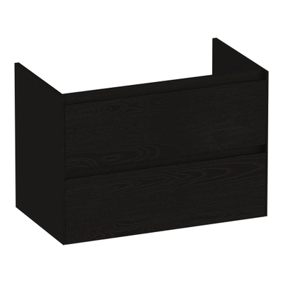 BRAUER Inspire wastafelonderkast 80 2 softclose lades - greeploos - 1 sifon uitsparing - Timber Black