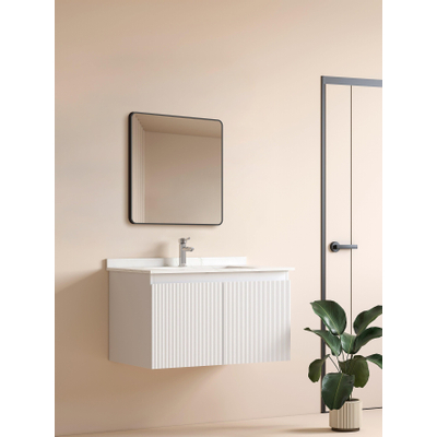 Saniclass Retro Line miroir – carré – 60 x 60 cm – Noir mat