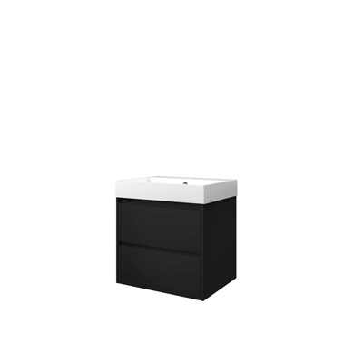 Proline loft ensemble de meubles de salle de bain 60x46x62cm meuble symétrique noir mat avec 1 trou pour robinet polystone blanc brillant