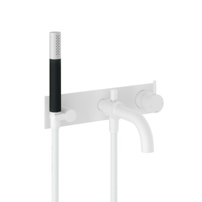 Hotbath Cobber afbouwdeel inbouw douche en badmengkraan automatische omstelinrichting met doucheslang en handdouche mat wit SHOWROOMMODEL