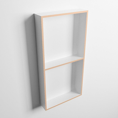 Mondiaz EASY Niche salle de bains - 59.5x8x29.5cm - à encastrer ou à monter - 2 compartiments - Rosee | Talc