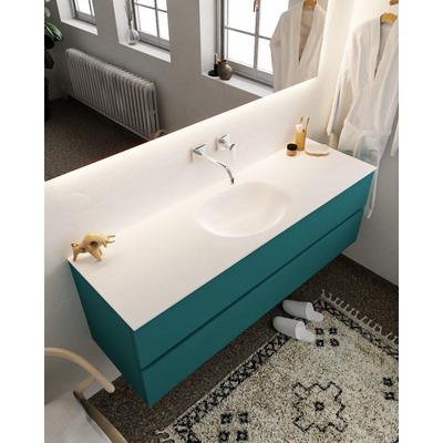 Mondiaz VICA ensemble de meuble de salle de bain - 150cm - meuble sous-vasque smag - 2 tiroirs - lavabo moon milieu - sans trou de robinet version XL 60cm de haut