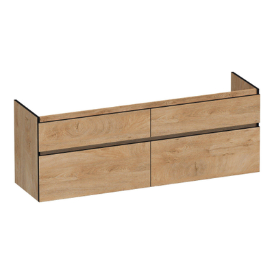 BRAUER Delight Edge meuble sous-lavabo 160 4 tiroirs softclose - sans poignées - 2 découpes pour siphon - Forest Tan