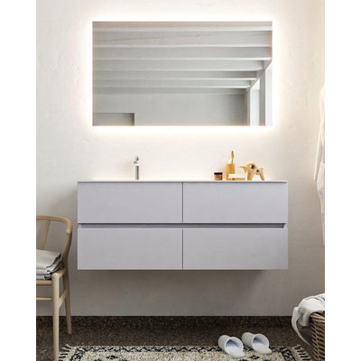 Mondiaz VICA ensemble de meuble de salle de bain - 120cm - meuble sous-vasque cale - 4 tiroirs - lavabo cloud gauche - 1 trou de robinet - miroir LED - version XL 60cm haut