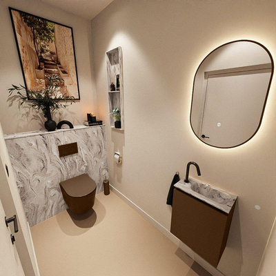 MONDIAZ TURE-DLUX 40cm toiletmeubel Rust. EDEN wastafel Glace positie rechts. Met 1 kraangat.