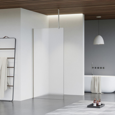 FugaFlow Eccelente Vetro douche à l'italienne salle de bain - 60x200cm - verre mat - bras plafond - inox brossé