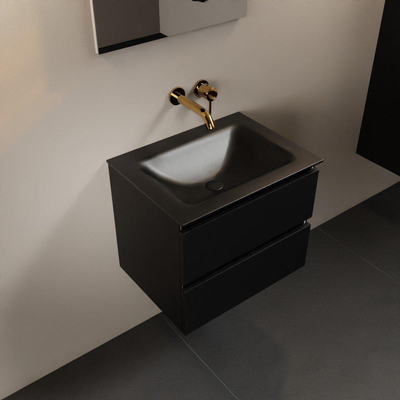 Mondiaz AIVY Ensemble de meuble - 60x45x50cm - 0 trous de robinet - 1 vasque Urban Solid surface - Centre - 2 tiroirs - avec miroir - MDF Urban