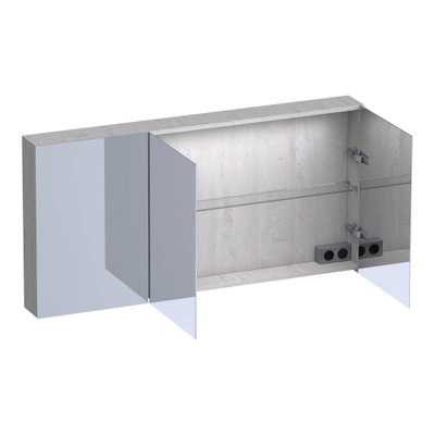 BRAUER Impress Deluxe armoire de toilette - 140x70x15cm - éclairage interne et externe - 3 portes miroir double face - Forest Seashell