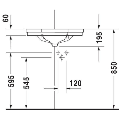 Duravit Serie 1930 Fontein - 59.5x45cm - 1 kraangat - met overloop gliss - wit