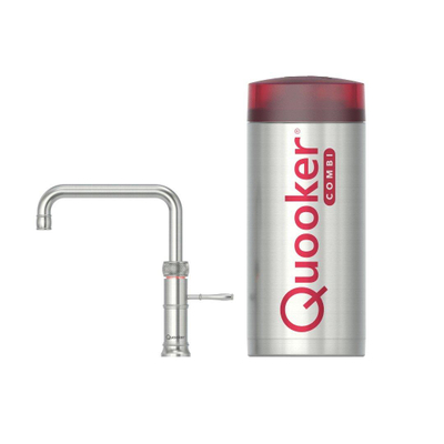 Quooker BE Classic Fusion Square robinet d'eau bouillante - bec pivotant - réservoir Combi - eau chaude / eau bouillante - inox