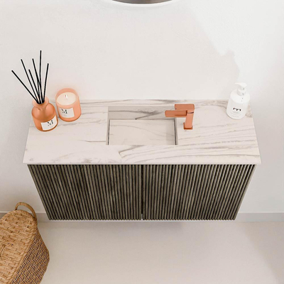 Mondiaz JOYA-DLUX Meuble de salle de bains 70cm - couleur Shadow - Vasque FAYE position Milieu 1 trou de robinet couleur Nata.