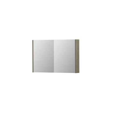 INK SPK1 armoire de toilette – 90 x 60 x 14 cm – 2 portes, portes-miroir double face – Chêne Greige mat