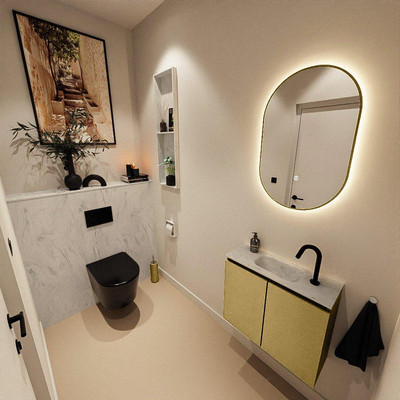 MONDIAZ TURE-DLUX meuble WC 60 cm Oro. EDEN lavabo Opalo position milieu. Avec 1 trou de robinet.