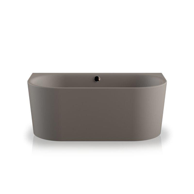 PliegerKansasbad back to wall acryl met waterinlaat155x80x60cminclusief af-en overloopgarnituur chroom en potencementgrijs