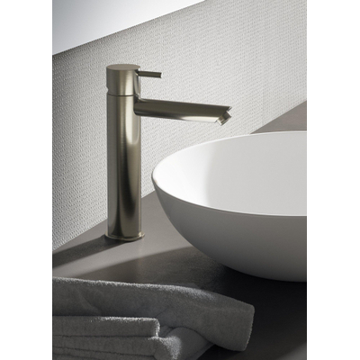 Hotbath Cobber mitigeur de lavabo moyen avec bec droit sans bonde nickel brossé