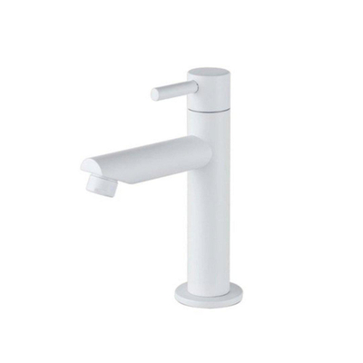 Fortifura Calvi Ensemble robinet de lave-mains - robinet de lave-mains sur pied bas - bonde always open - siphon design - blanc mat