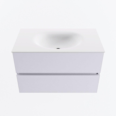 Mondiaz VICA Ensemble meuble de salle de bains - 80cm - cale - 2 tiroirs - Lavabo MOON - au milieu - sans trou de robinet - couleur talc - version XL 60cm de haut