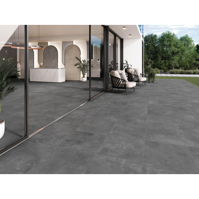 Terravito Belmiro wand- en vloertegel - 59.5x59.5cm - 9.5mm - Vierkant - gerectificeerd - Betonlook - mat zwart - Silver