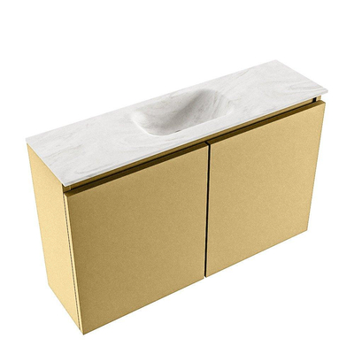 MONDIAZ TURE-DLUX Meuble de toilettes 80 cm Oro. EDEN lavabo Ostra position milieu. Avec 1 trou de robinet.