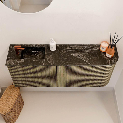 Mondiaz JOYA-DLUX 101.6cm toiletmeubel - ronding rechts kleur Dusk - Wastafel FAYE positie Links 1 kraangat kleur Lava.