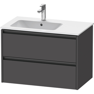 Duravit Ketho.2 Wastafelonderbouwkast - met 2 laden - voor waskom links - 81x48x54.9cm - met grepen antraciet - grafiet mat