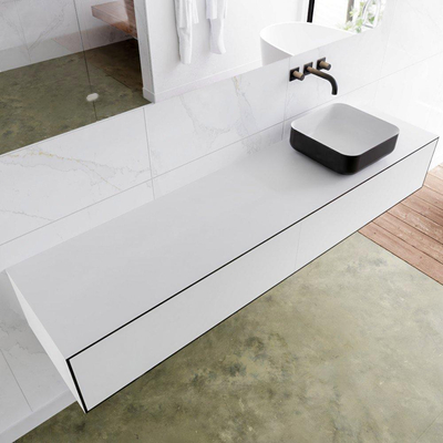 Mondiaz Lagom Meuble salle de bains 190x30.9x45cm Solid Surface Urban 2 tiroirs avec lavabo BINX vasque à poser Droite sans trous de robinet