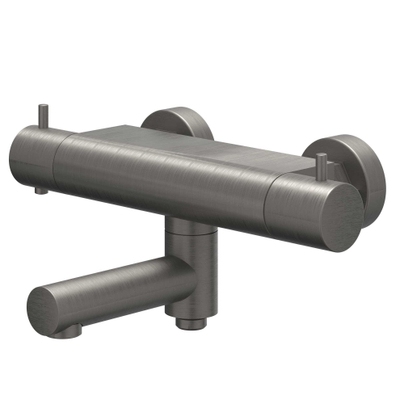 IVY Bond Badthermostaatkraan opbouw - draaibare baduitloop - omstel - Cooltouch - Geborsteld metal black PVD