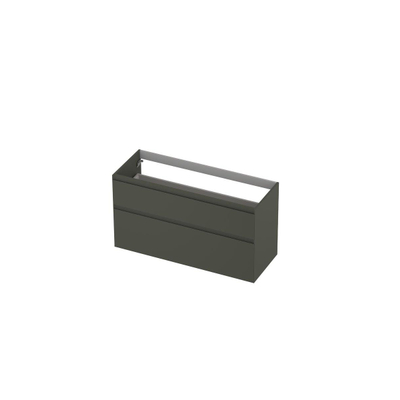 INK Wastafelonderkast - 120x45x65cm - 2 lades - greeploos - MDF lak - Mat beton groen