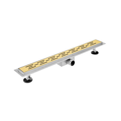 FugaFlow Eccelente Vetro Caniveau de douche 70cm avec caillebotis et bride de sol Laiton brossé