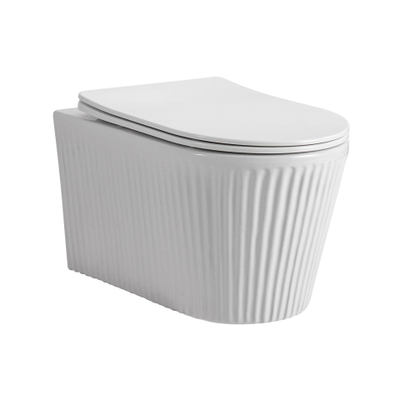 Aloni Muffly hangtoilet – ribbelstructuur – spoelrandloos – diepte 52 cm – met softclose zitting – glans wit