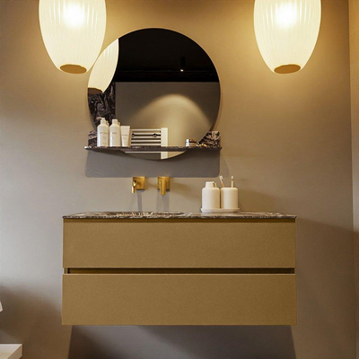 Mondiaz VICA-DLUX ensemble de meuble de salle de bain - 110cm - meuble sous-vasque oro - 2 tiroirs - lavabo encastrée cloud gauche - sans trous de robinet - version haute de 60cm - lave