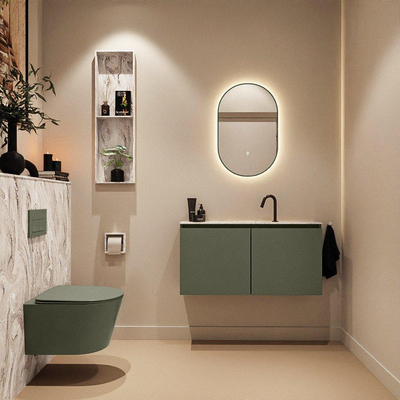 MONDIAZ TURE-DLUX 100cm toiletmeubel Army. EDEN wastafel Glace positie midden. Met 1 kraangat.