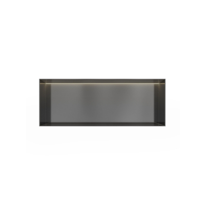 Hotbath &MORE Inbouwbox of inbouwnis - 30x80x10 - frameless + LED - PVD - geborsteld gunmetal (antraciet)