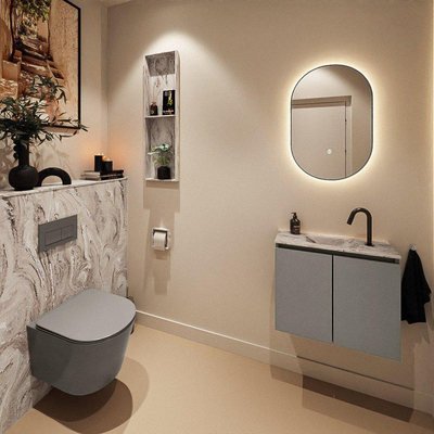 MONDIAZ TURE-DLUX 60cm toiletmeubel Smoke. EDEN wastafel Glace positie midden. Met 1 kraangat.